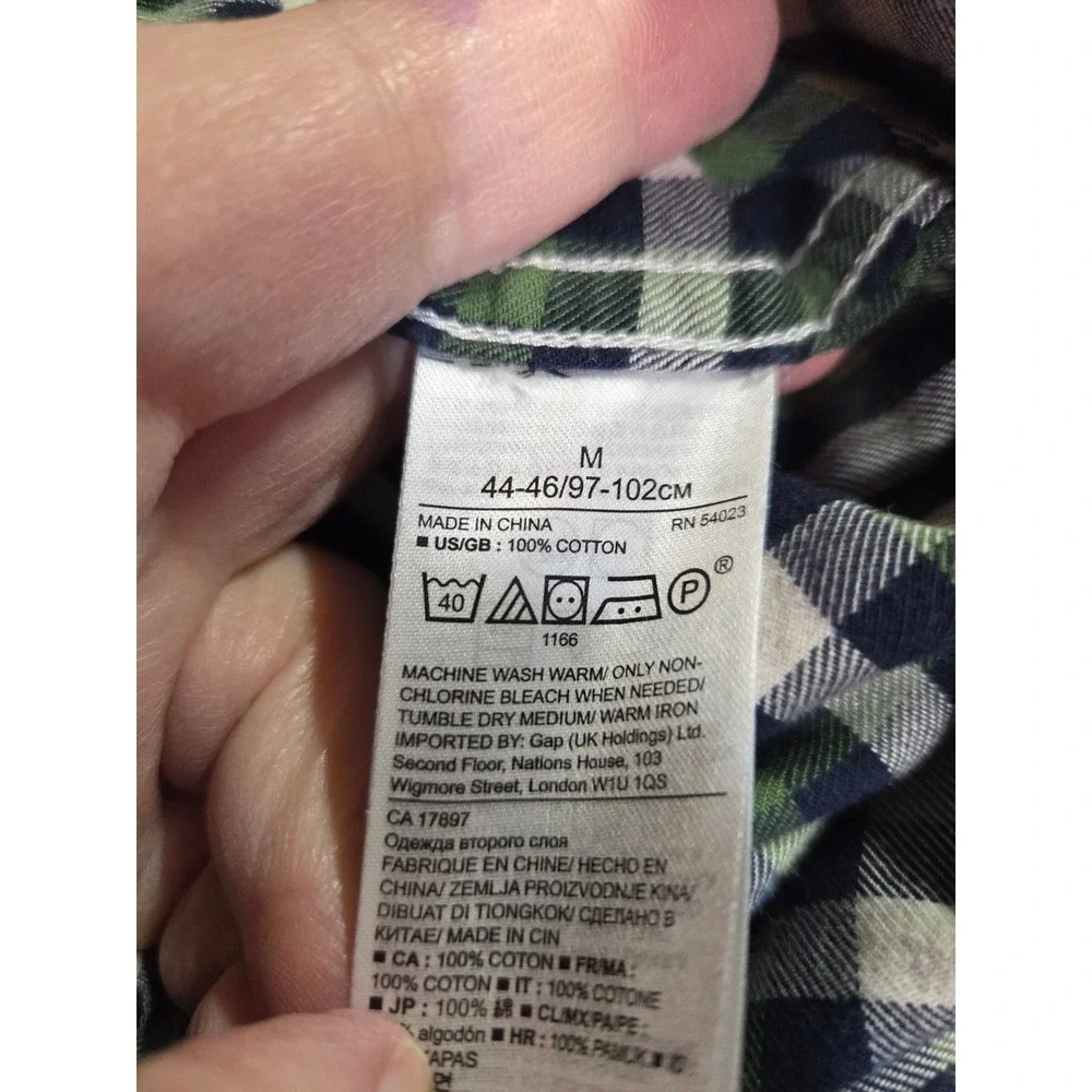 Banana Republic Luxe Flannel Grant Fit Button Down Shirt Men's Medium Green Navy